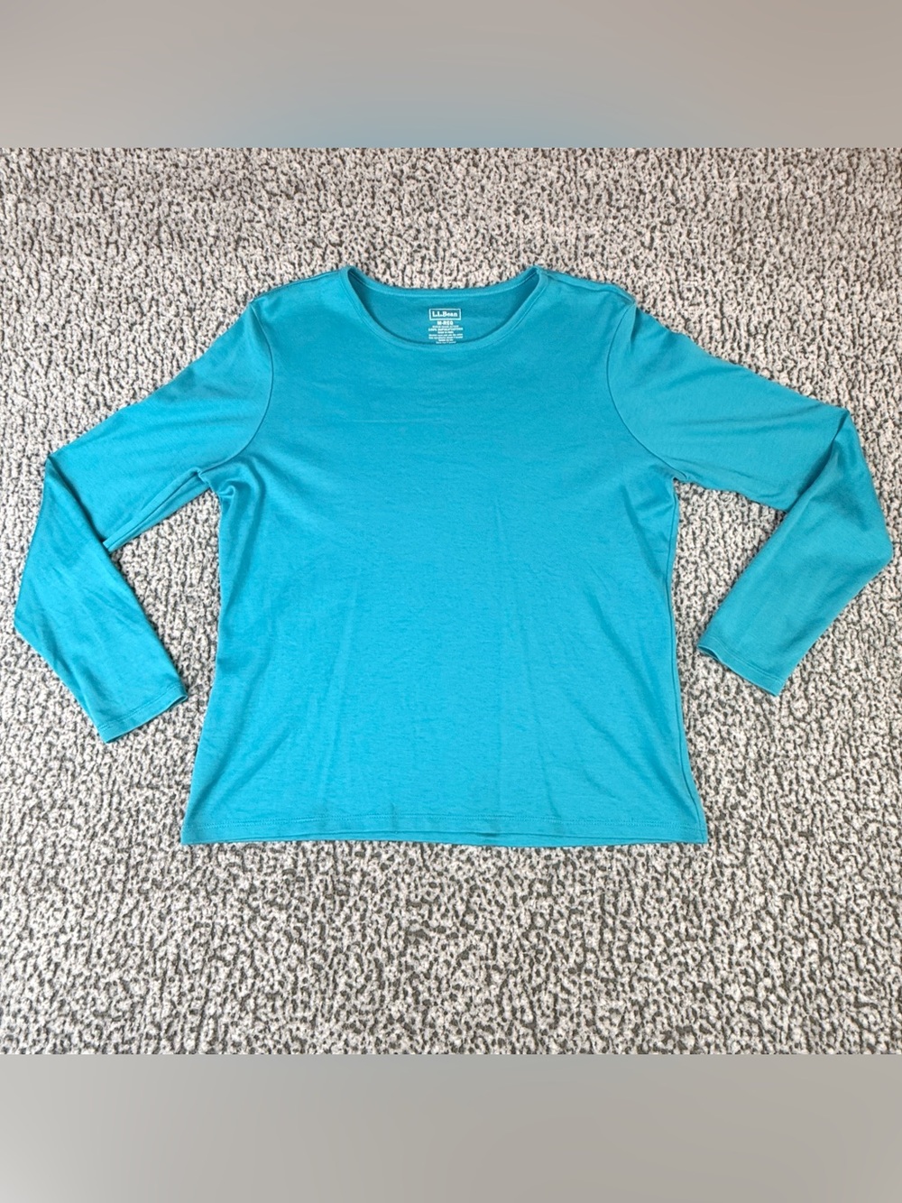 L.L.Bean Womens M Reg Turquoise Long Sleeve Crewneck Supima Cotton Top